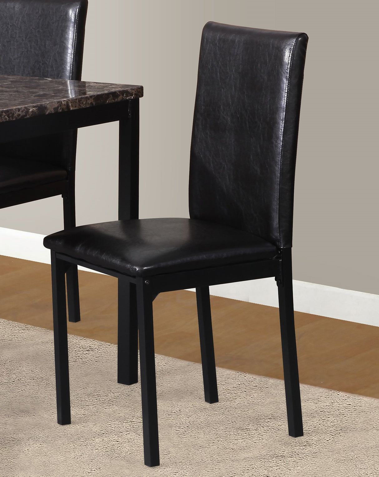 Roundhill Furniture 5 Piece Citico Metal Dinette Set with Laminated Faux Marble Top, White Table with Black Chairs Roundhill Furniture