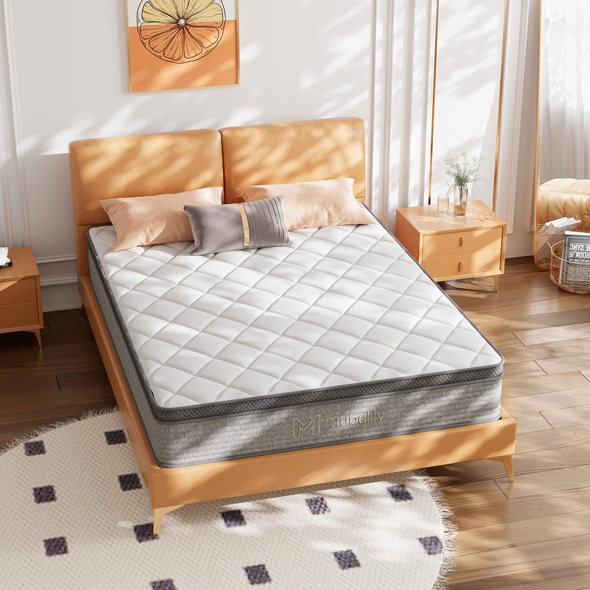 Mubulily Full Mattress,10 Inch Full Size Hybrid Memory Foam and Individual Pocket Spring,Motion Isolation,Medium Firm Mattress,Pressure Relief Mubulily