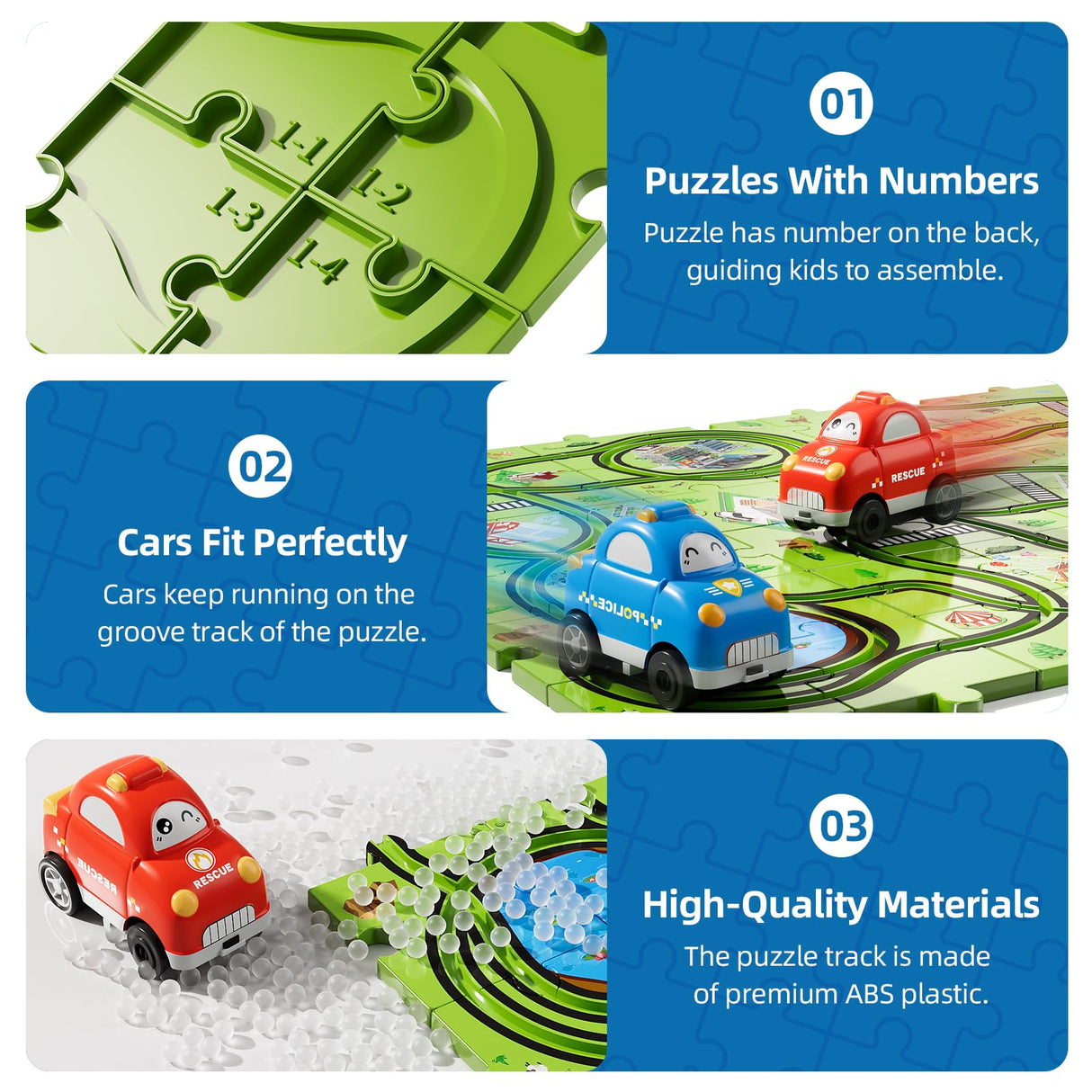 Bennol Toddler Toys Gifts for 2 3 4 5 Year Old Boys, 56 Jigsaw Puzzle Race Track Car Set Toys for Kids Boys Toddlers 1-3 2-4 3-5 4-6, Puzzle Tracks Car Toys Gifts for 2 3 4 5 Year Old Boys Kids Bennol