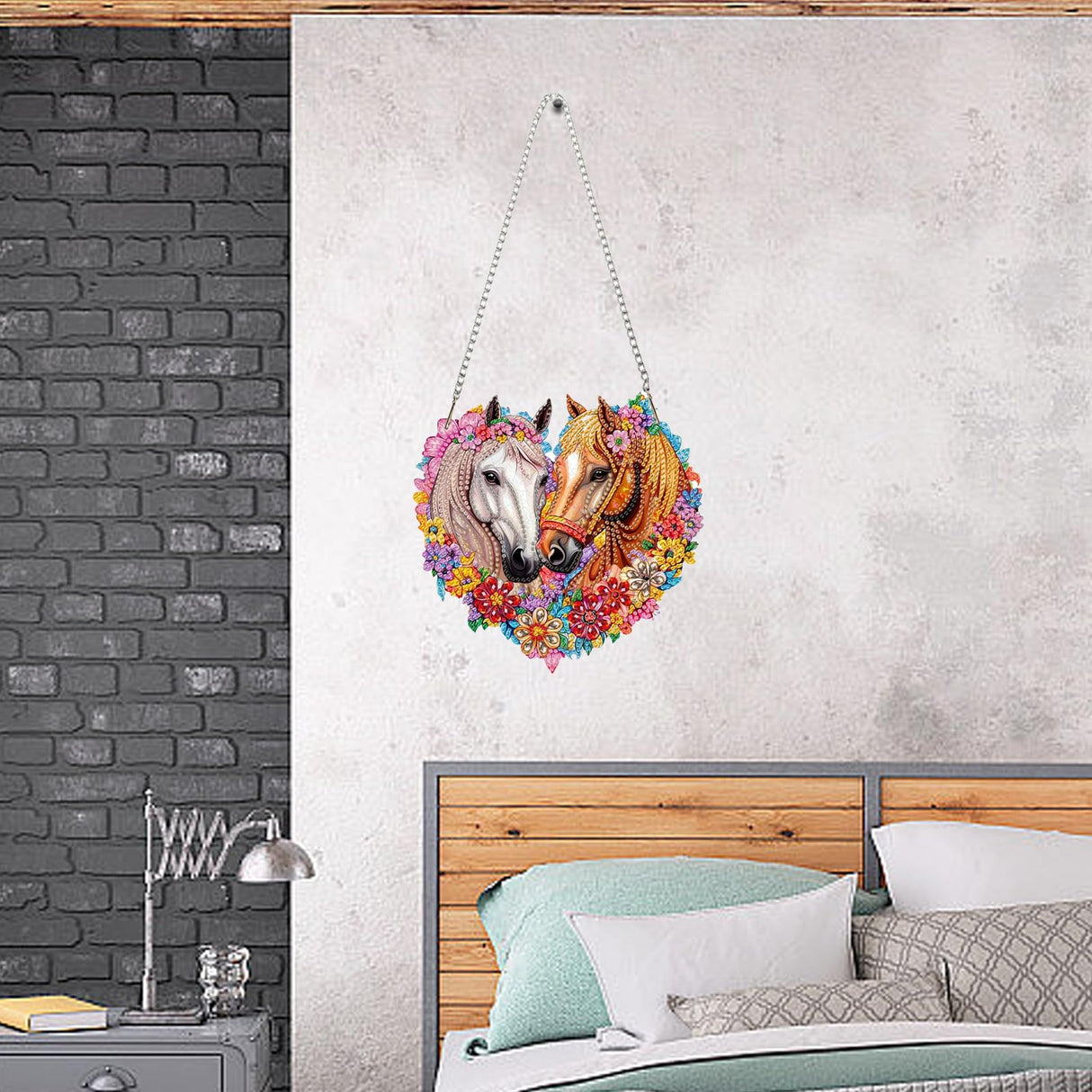 Auremi Horse Diamond Painting Pendant Kits,5D Animal Diamond Art Hanging Kits,DIY Special Shaped Diamonds Painting Suncatcher Pendant Kit for Adults for Gift Wall Home Decor Auremi