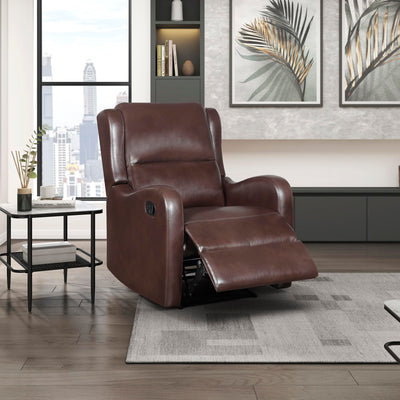 Lexicon Manual Recliner Chair, Reclining Sofa Chair, Home Theater Seating, Wall Hugger, Manual Recliner for Living Room/Office/Apartment, Easy Assembly, Brown Faux Leather