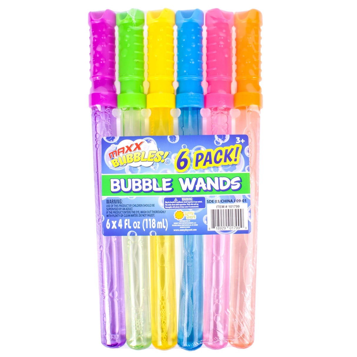 Sunny Days Entertainment Maxx Bubbles 4oz Bubble Wands – 6 Pack Bubble Wand Toy | Summer Fun, Outdoor Birthday Party Favors for Kids, 101799 Blue Maxx Bubbles