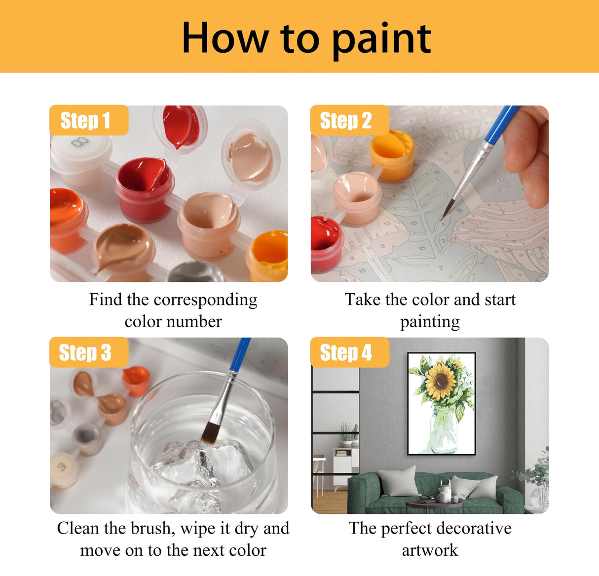 Mowana Sunflower Paint by Numbers Kit for Adults-Paint by Numbers for Adults Beginner with Frame and Easel, Painting by Numbers for Gift Home Wall Decor(8 * 12 Inch) Mowana