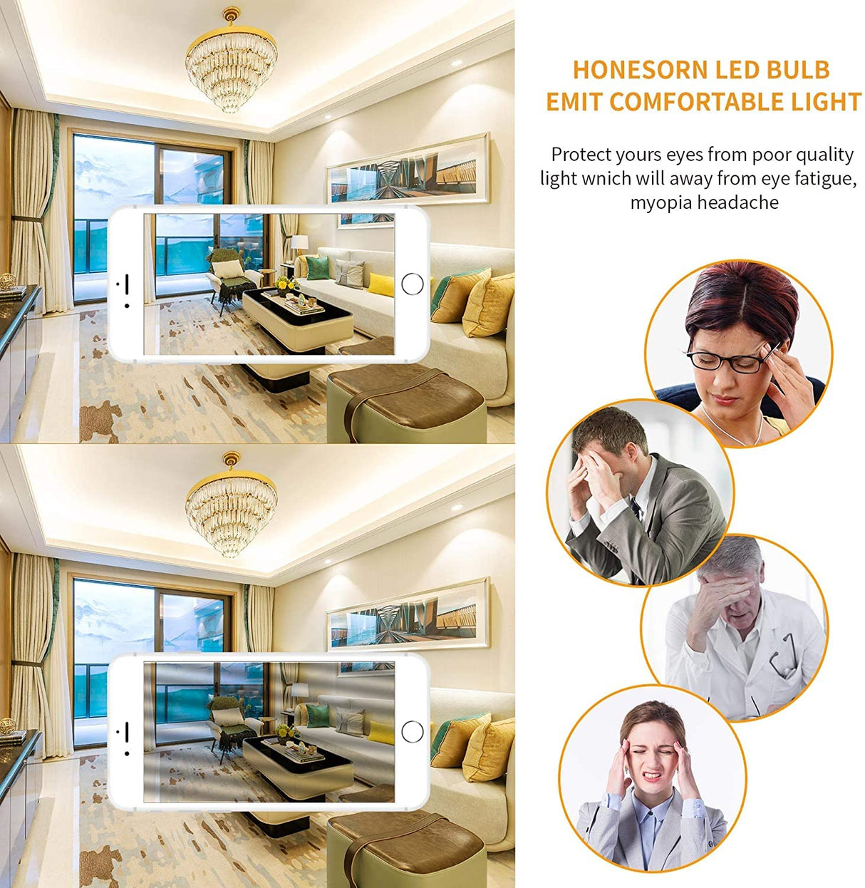 Honesorn Bathroom Light Bulbs E26 Base, 60 Watt Equivalent, 5000K Daylight, Vanity LED Globe Light Bulbs for Bathroom, G25 Round Light Bulbs for Vanity Mirror, CRI85+ 500LM, 120V, Non-dimmable, 4 Pack Honesorn