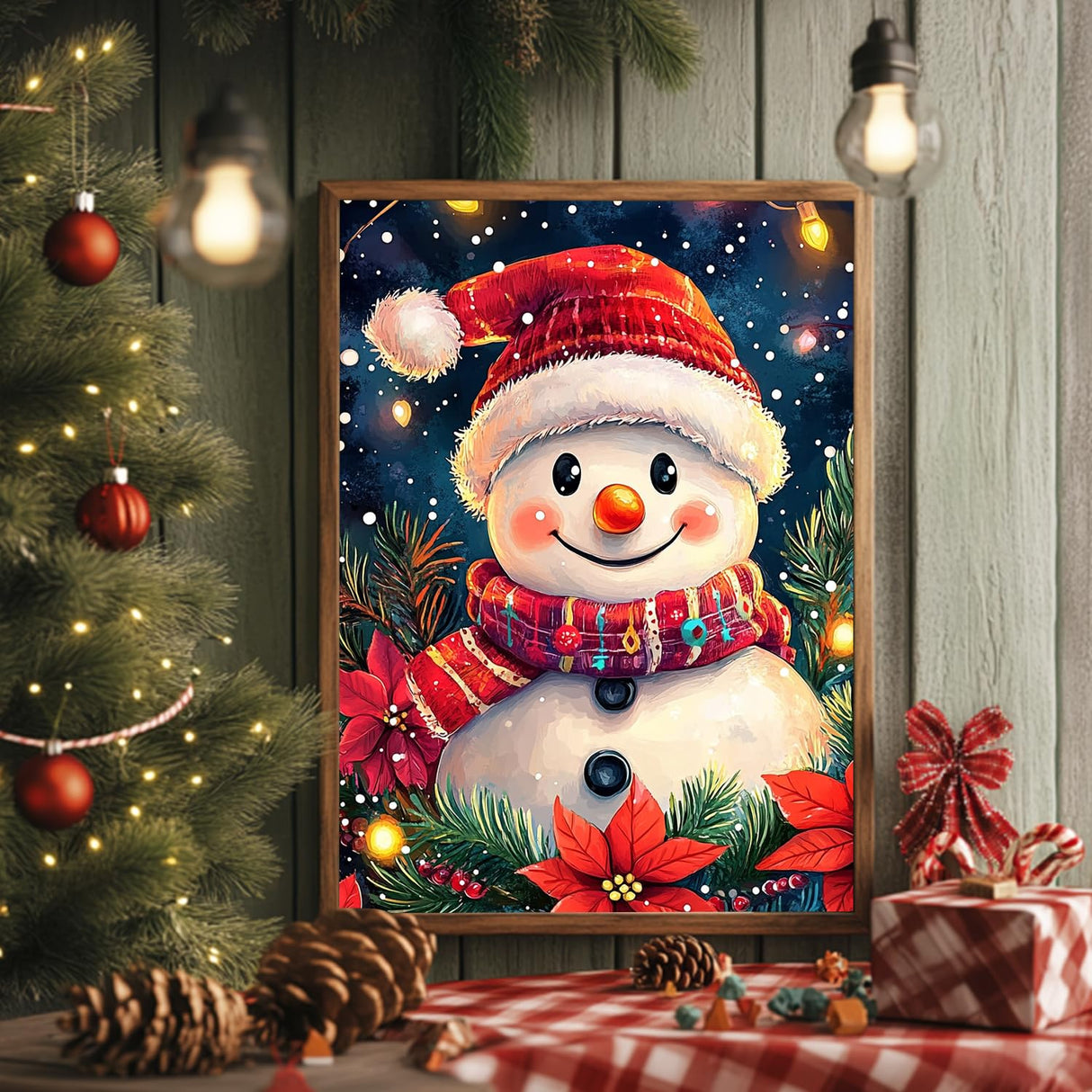 Christmas Paint by Numbers for Adult,Snowman Paint by Numbers Kit for Adults Beginners, DIY Acrylic Painting on Canvas for Home Wall Art Decor 16x20 Inch Mandun