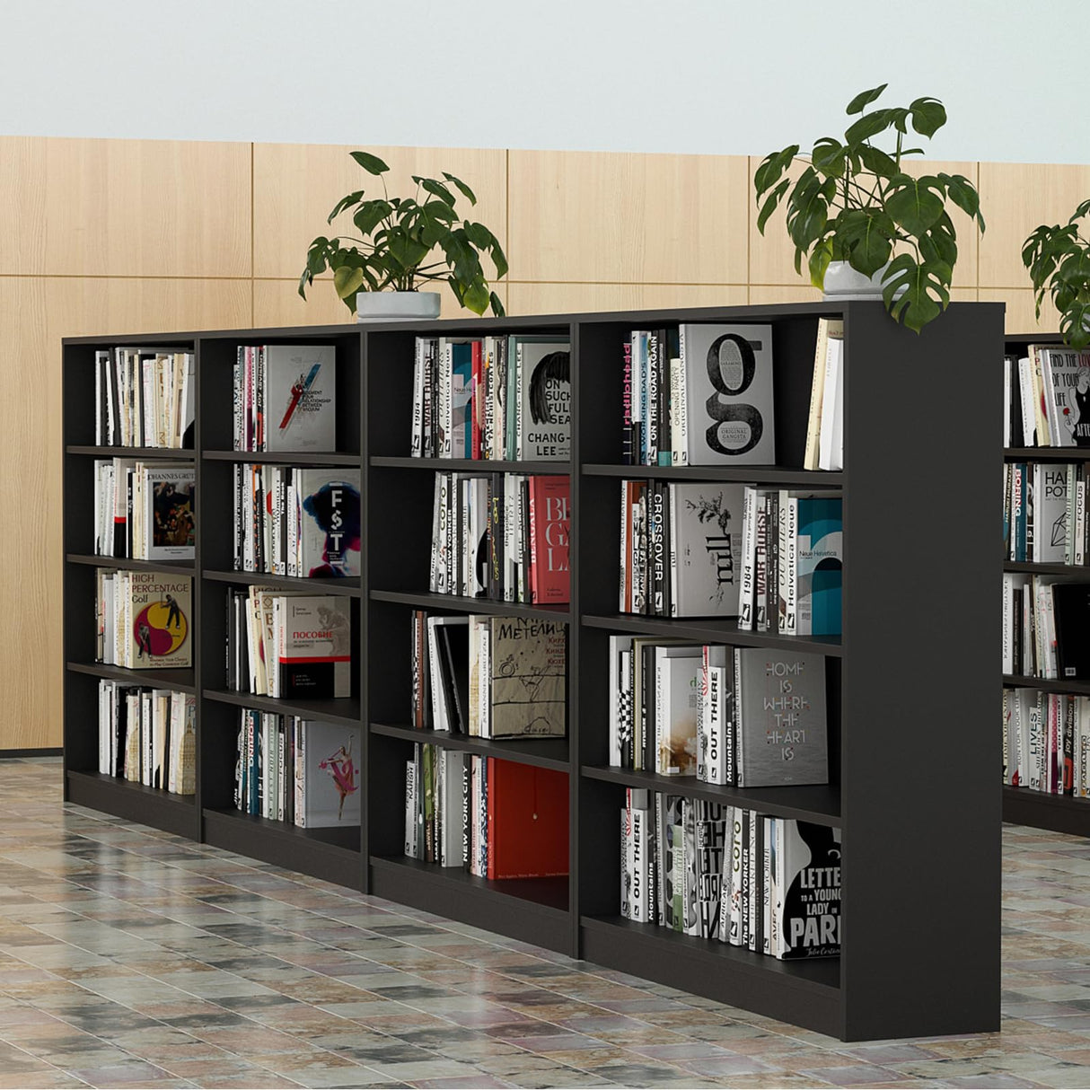 i-VTIES Bookcase Adjustable Storage Shelves,48-Inch Bookshelf,4-Tier Modern Wood Bookcase for Bedroom, Office, Living Room & Library(Black) i-VTIES