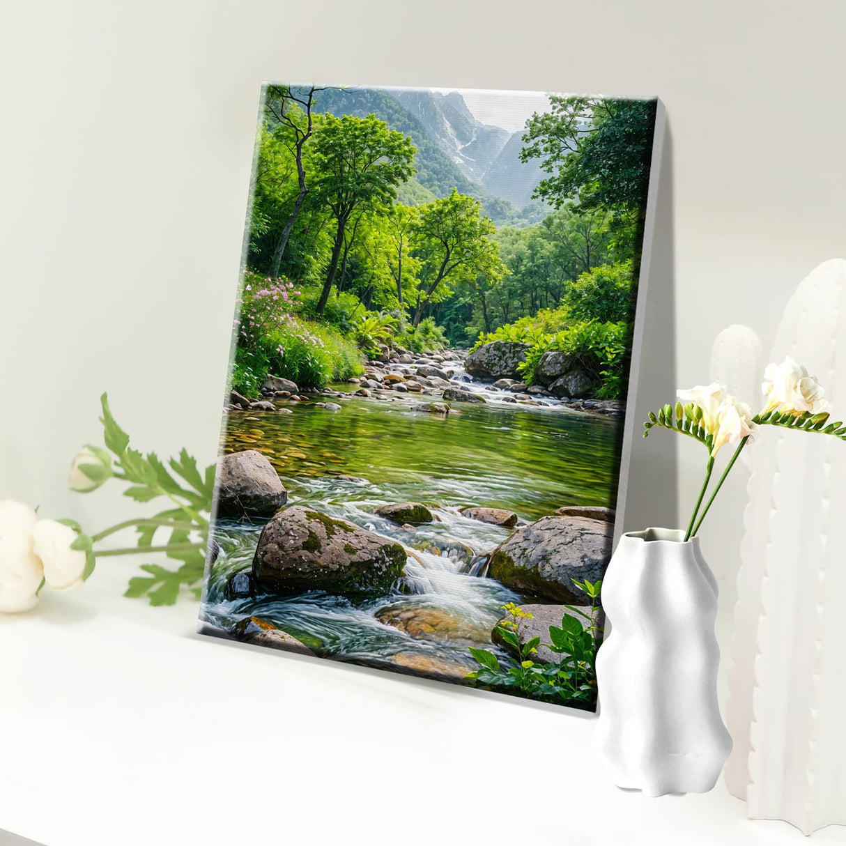 JOOZ Landscape Paint by Number Kit for Adults Beginner with Easel Mountain Adult Paint by Number Kits on Canvas with Frame Forest DIY Oil Painting Kits for Gift Home Wall Decor 7.87x11.81 Inch JOOZ