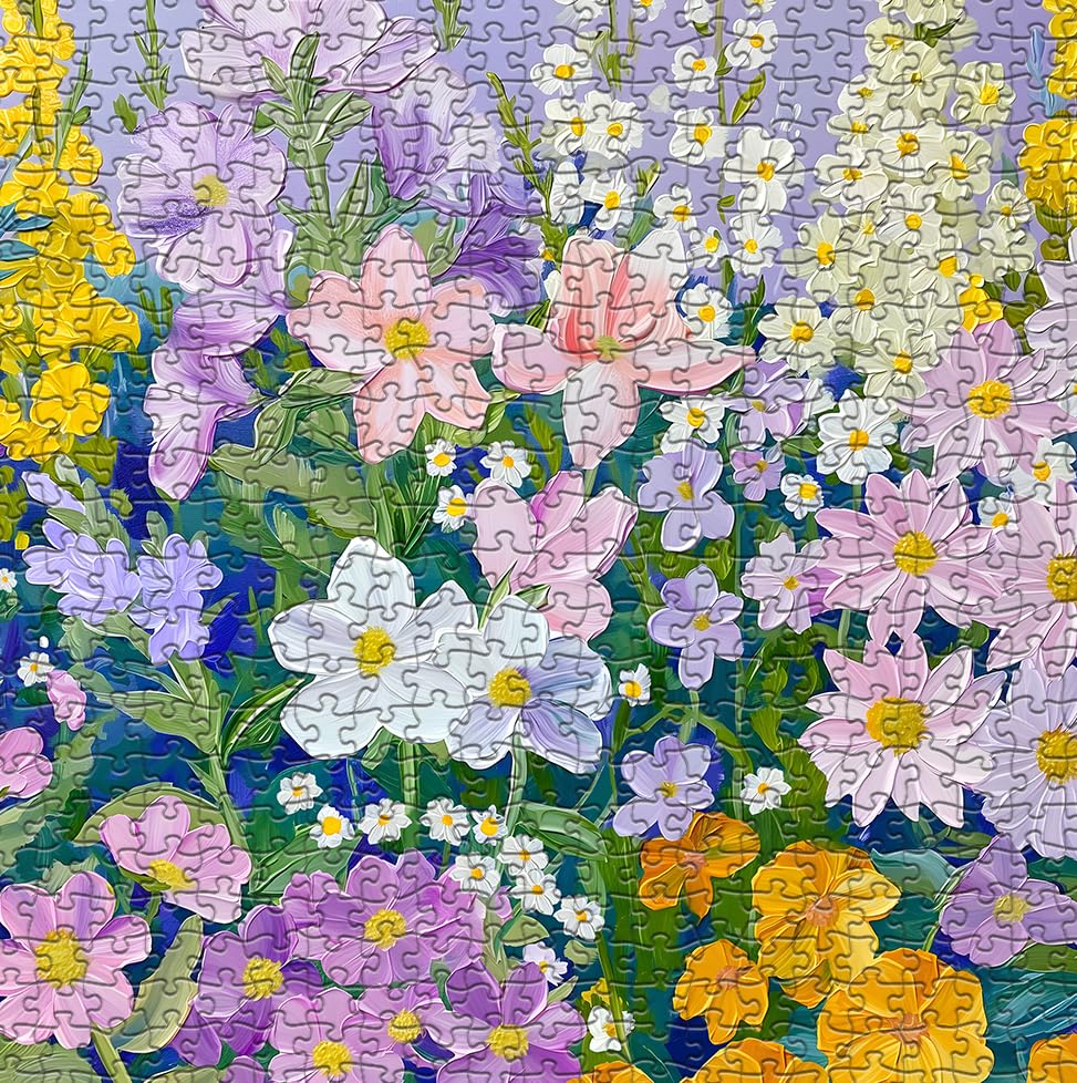 Flower Puzzle for Adults 1000 Pieces, Floral Art Plant Puzzle, Colorful Painting Garden Jigsaw Puzzle PICKFORU