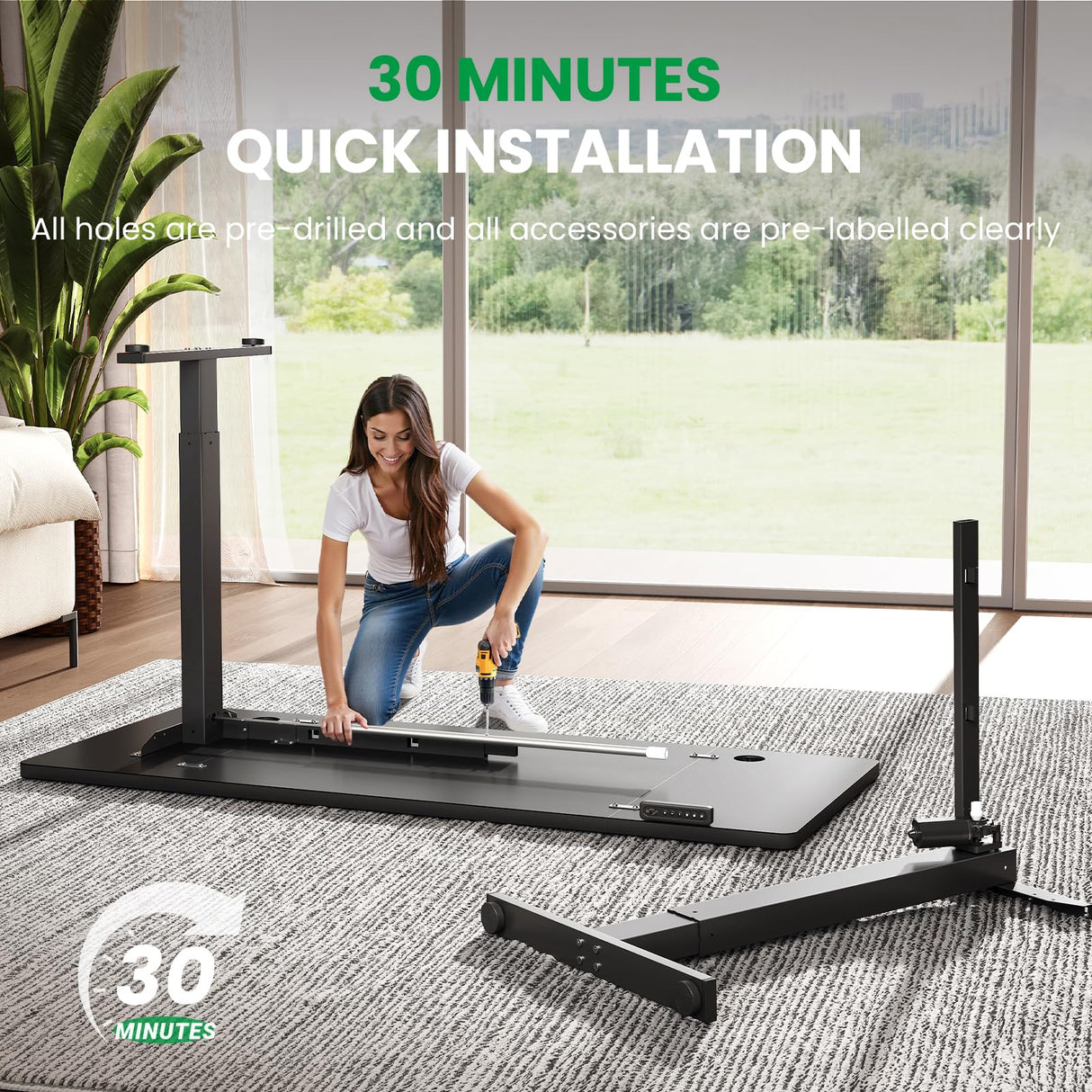 SIAGO Electric Standing Desk Adjustable - 48 x 24 Inch Sit Stand up Desk with Cable Management - 3 Memory Preset Adjustable Height Table SIAGO