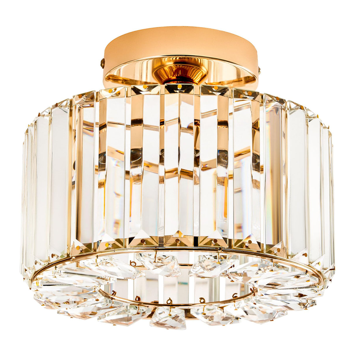 VONLUCE Crystal Ceiling Light Fixture, Semi Flush Mount Ceiling Light Modern Crystal Hallway Light, Gold Flush Mount Chandelier for Entryway Kitchen Bedroom Living Room Entryway VONLUCE