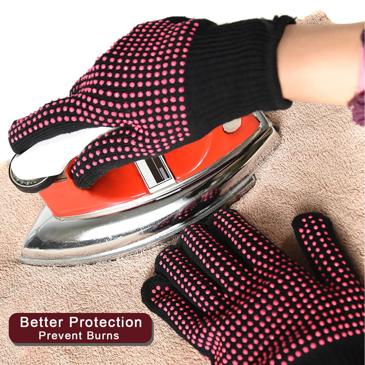 YANTAISIYU 2-Pack Heat-Resistant Gloves with Silicone Bumps Heat Blocking Gloves for Curling Hair Styling YANTAISIYU