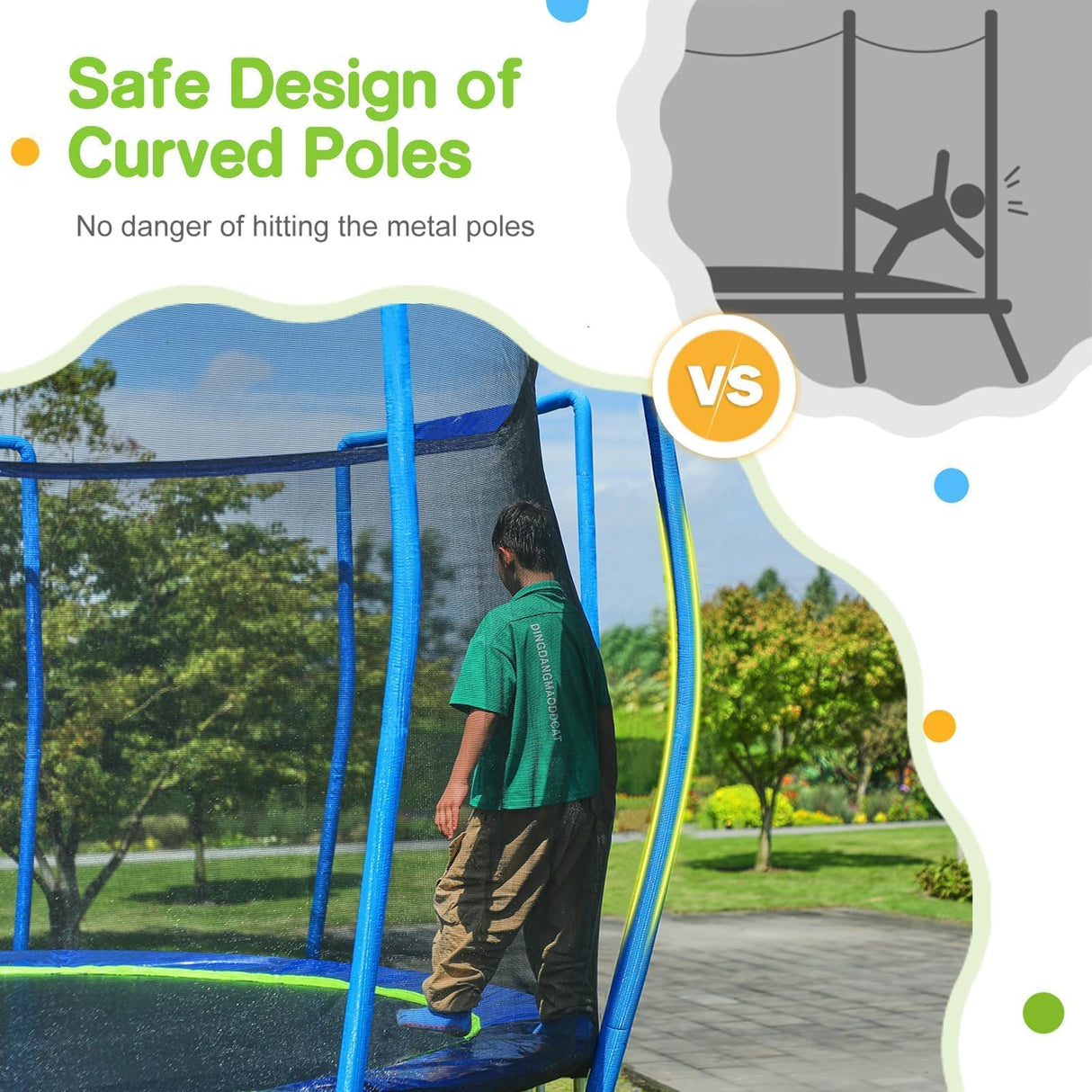 Zupapa Trampolines No-Gap Design 1500 LBS Weight Capacity 16 15 14 12 10 8FT for Kids Children with Safety Enclosure Net Outdoor Backyards Large Recreational Trampoline Zupapa