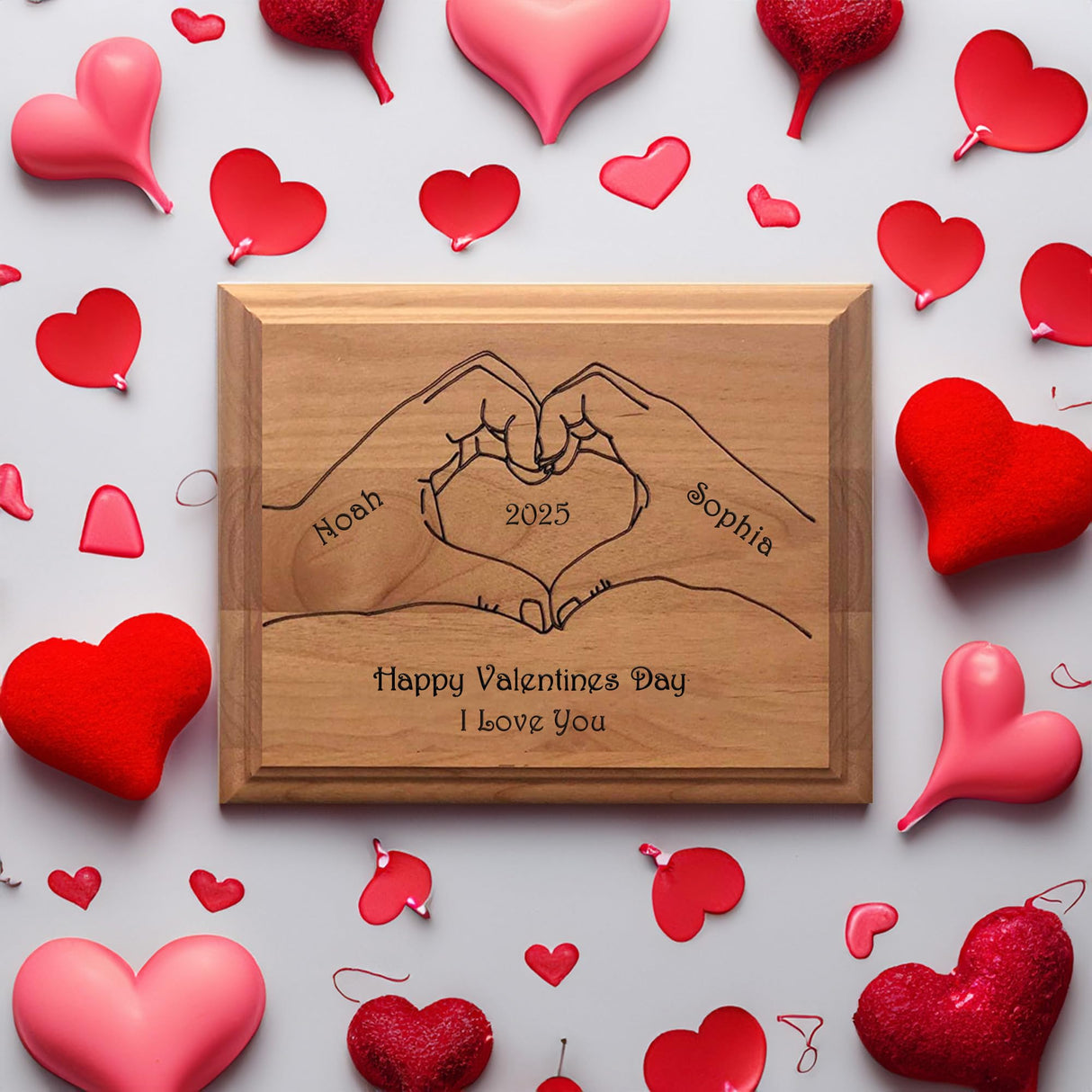 Personalized Valentine's Day Wooden Plaque - Custom Heart Hands Design Gift for Boyfriend, Girlfriend, Valentines Day Gifts for Her, Him, Wife, Husband, Women, Men, Romantic Customized Couples Sign CHEERZEER CUSTOMIZE