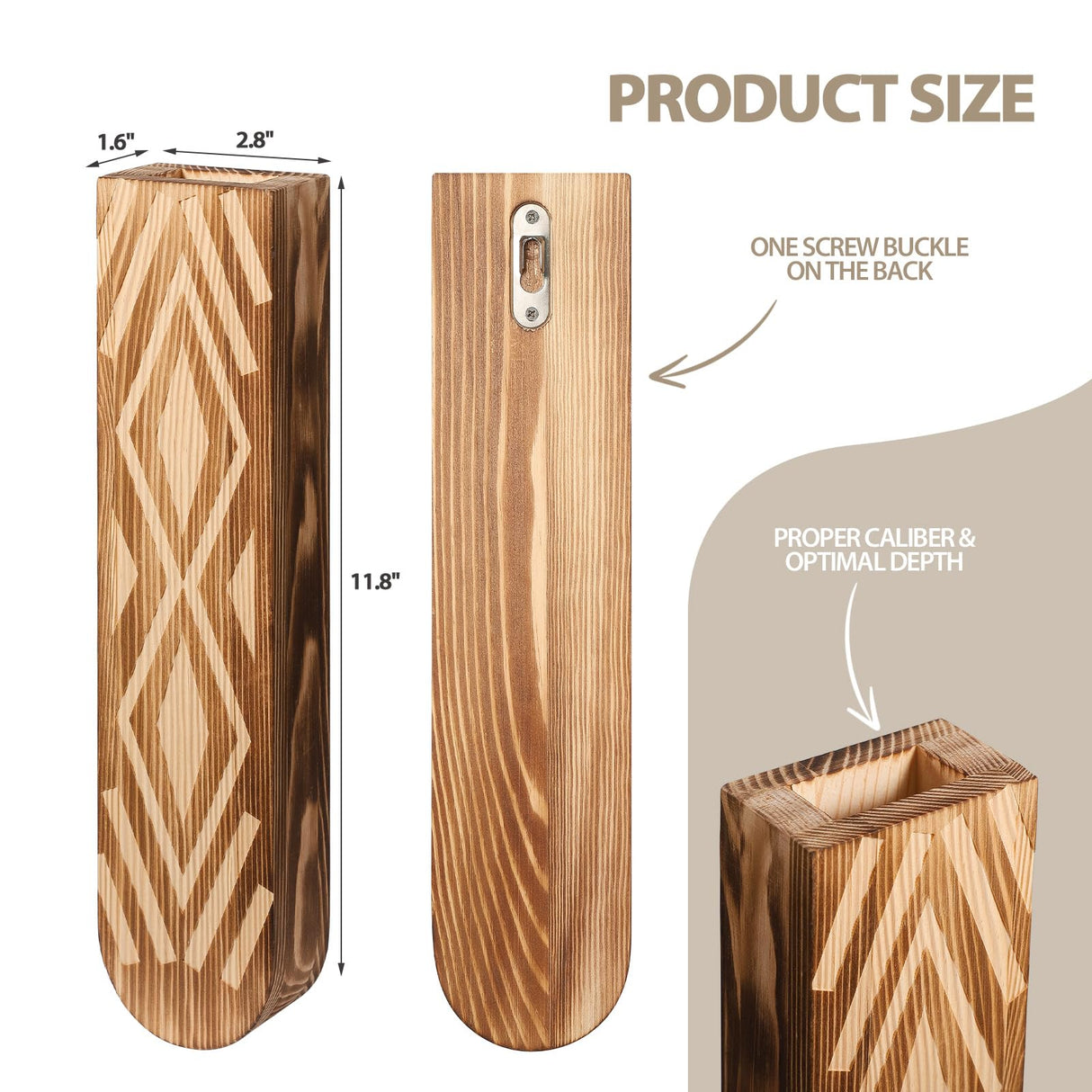 WEWEOW Wall Planter, Geometric Pattern Wall Vase for Living Room and Farmhouse Wall Decor, 3 Pack Hanging Planter for Holding Dried Flowers and Faux Greenery, Modern Wood Planter WEWEOW