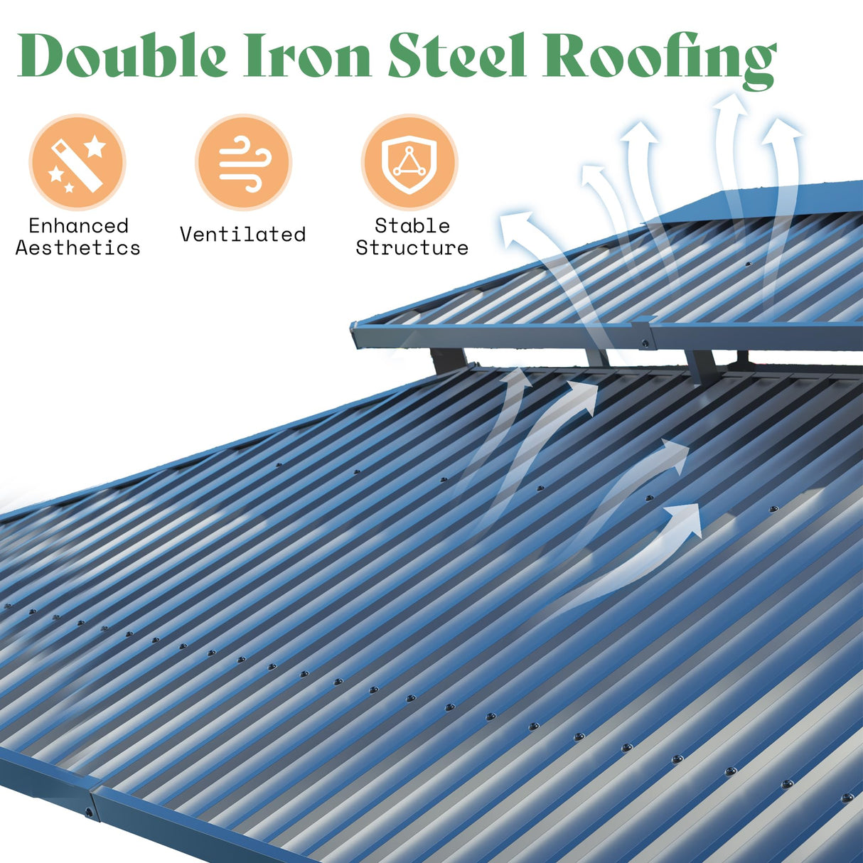 AMERLIFE 10x12 Wood Gazebo, Hardtop Gazebo with Aluminum Double Roof, Outdoor Gazebo with Wood Frame for Parties, Backyard, Lawns, Patio, Black + Natural Wood AMERLIFE