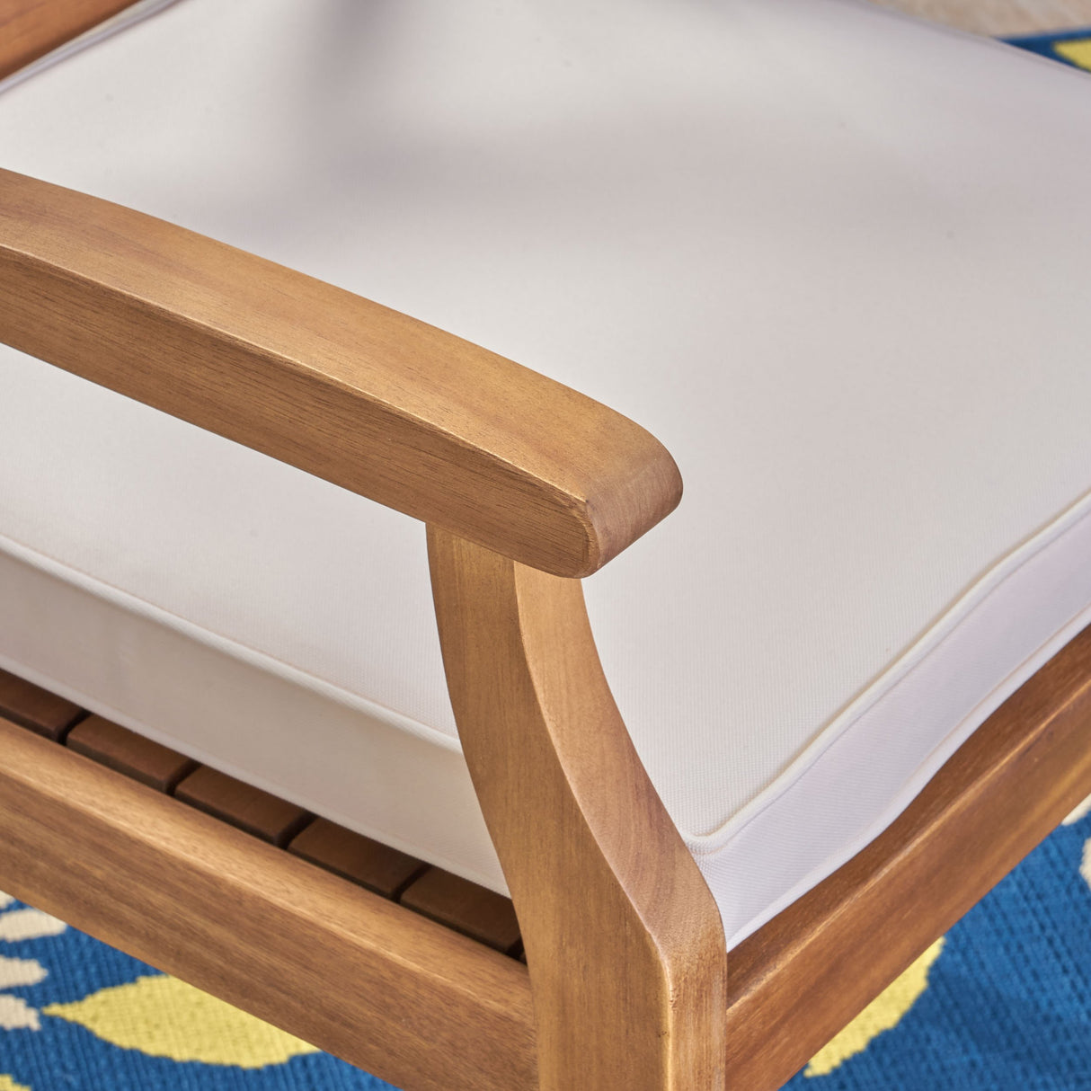 Christopher Knight Home Peter | Outdoor Acacia Wood Dining Chair Set of 2, Teak/Cream Cushion Christopher Knight Home