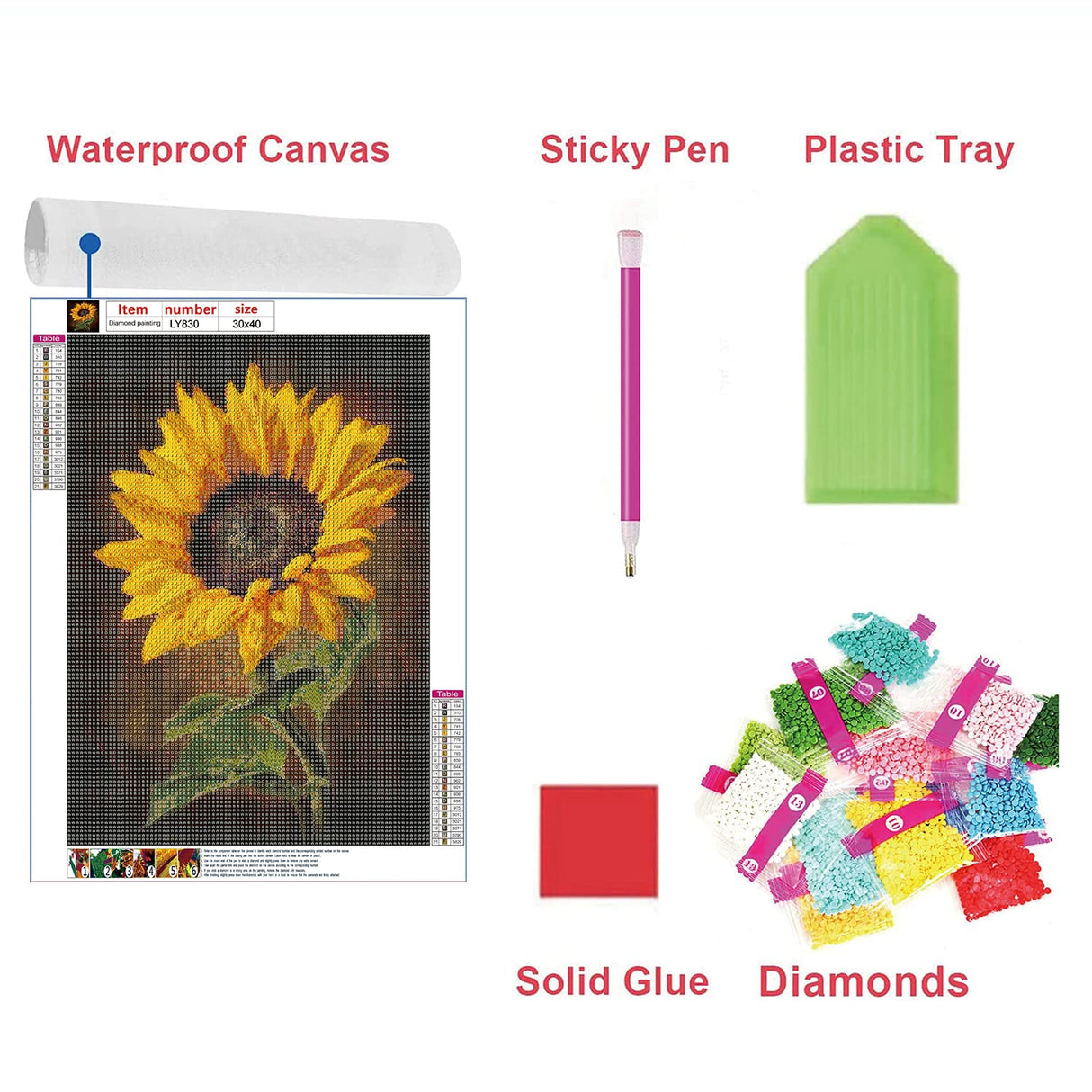 APCGSM Sunflower Diamond Painting Art Kit for Adults, 5D Full Drill DIY Craft, 11.8 x 15.7 inch APCGSM