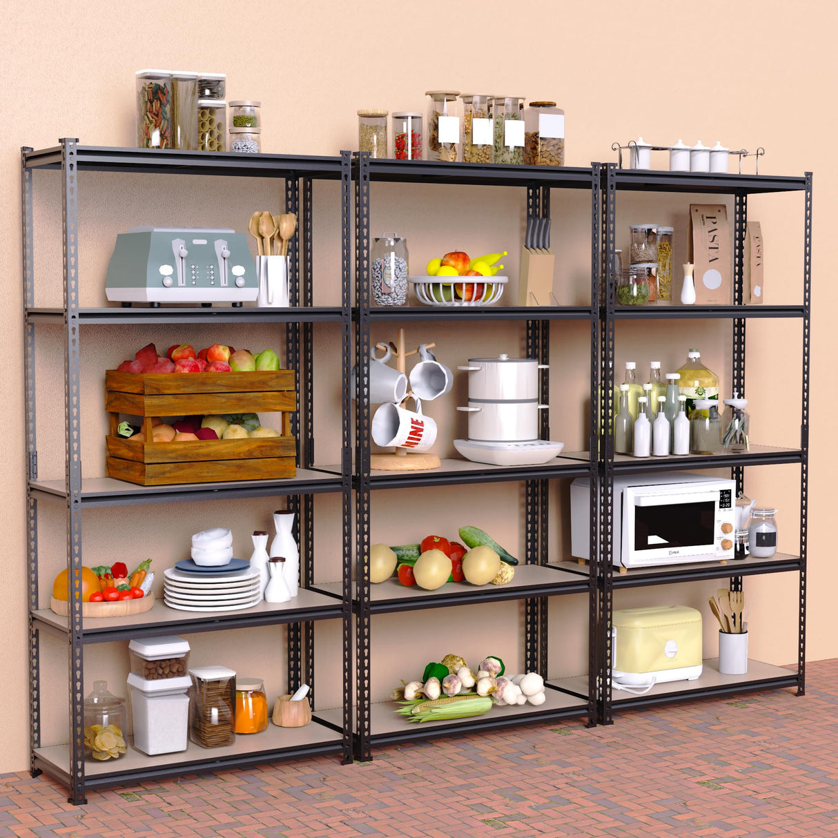 ZEUKMXOO Storage Shelves Garage Shelving Unit Heavy Duty,Metal Racks for Stoage 60 inchs,5 Tier Garage Organization, Adjustable Steel Rack for Closet, Pantry, Warehouse,2000LB ZEUKMXOO