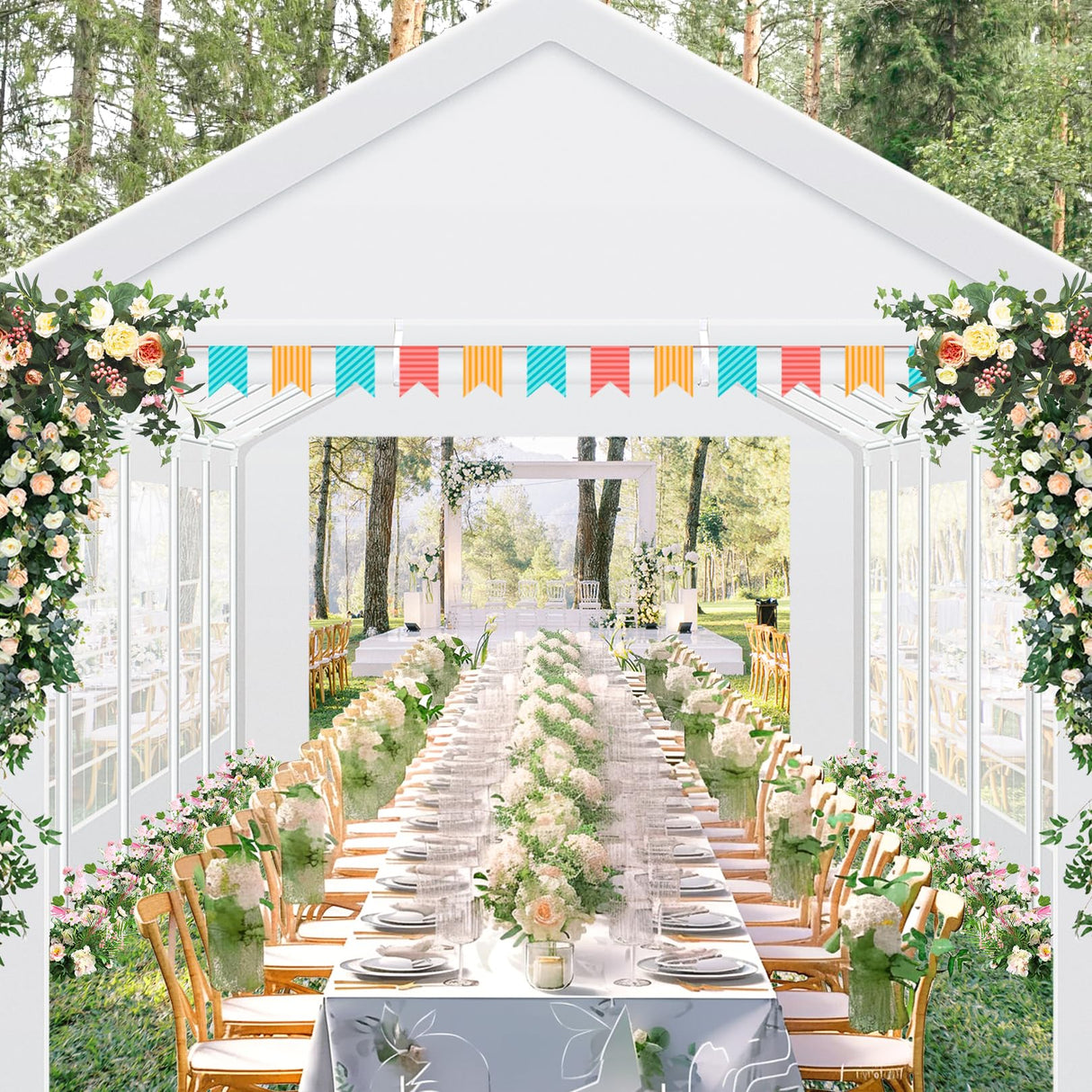 COBIZI 10x30 Party Tent Heavy Duty, 10x30 Tent Canopy with Removable Sidewalls & 4 Built-in Sandbag, Commercial Wedding Large Tent, UV 50+, Waterproof, White COBIZI