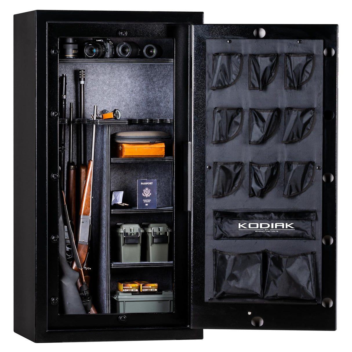 Kodiak Gun Safe for Rifles & Pistols, KBX5629 by Rhino Metals with New SafeX Security System, Safely Stores 42 Long Guns & 9 Handguns, Door Organizer for Handguns & Ammo, 390lbs Kodiak