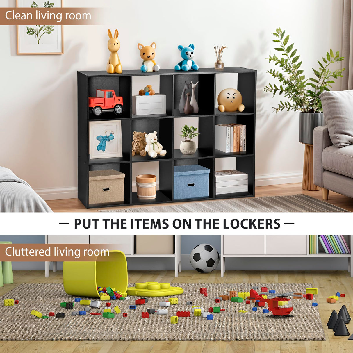 12 Cube Storage Organizer, Storage Shelf Organizer Bookshelf with Open Back, Open Shelf Bookcase, Wood Cubby Closet Cabinet Display Unit with 6 Removable Back Panels for Living Room Bedroom, White JupiterForce