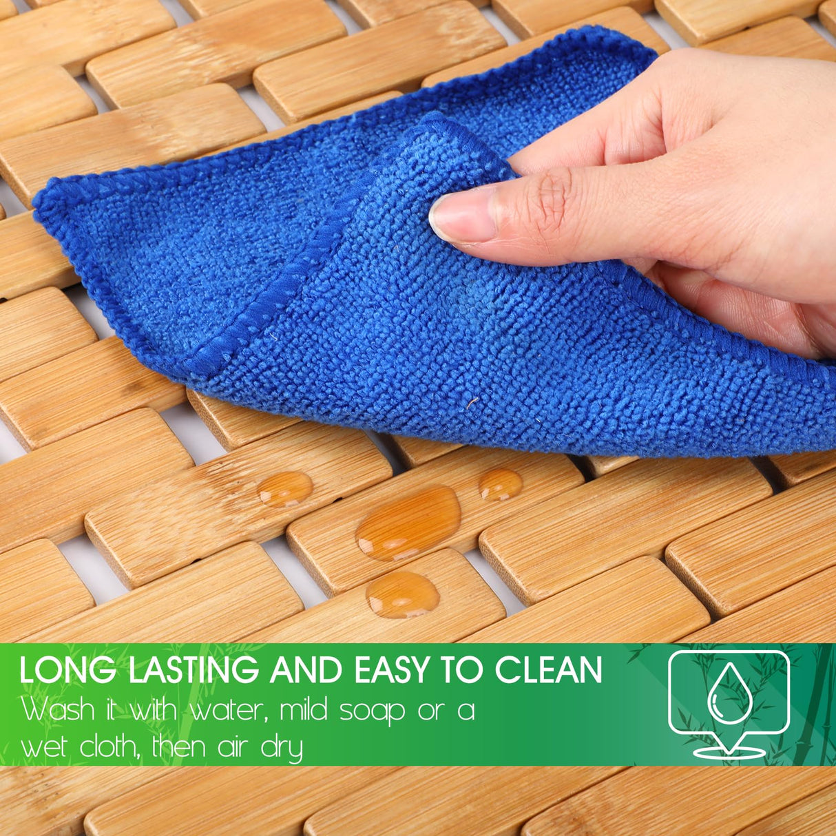 Bamboo Bath Mat Large Long Wood Bath Mat,16x48 Inch Non Slip Bamboo Shower Floor Mat Wooden Bathroom Mat for Bathtub,Spa,Door,Sauna or Outdoor (Natural Lattice) Zoryllic