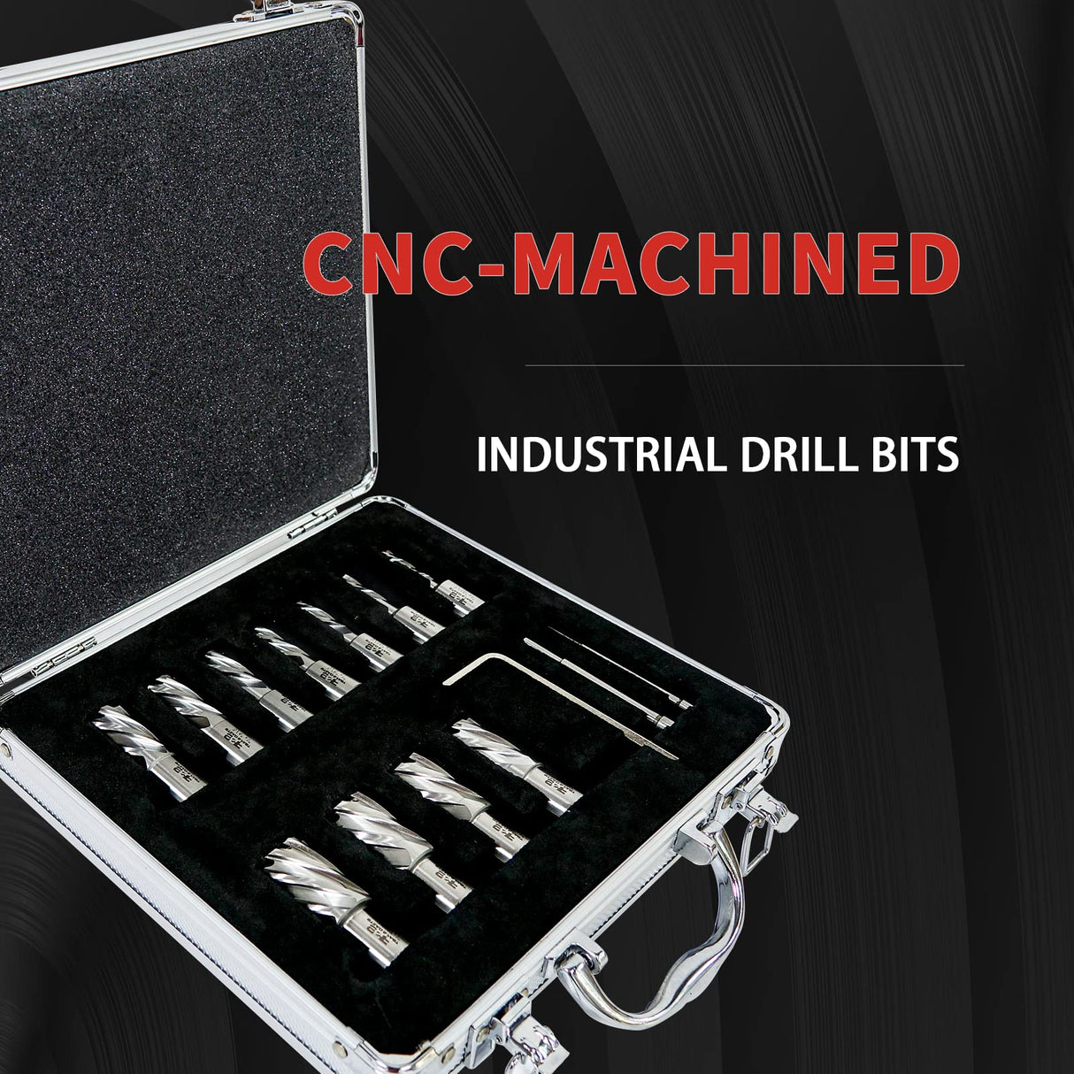 Annular Cutter Set 13 Pcs by S&F STEAD & FAST, Cutting Depth 1" Cutting Diameter 7/16" to 1-1/16" Inch, Mag Drill Bits Kit for Magnetic Drill Press, with 2 Pilot Pins S&F STEAD & FAST