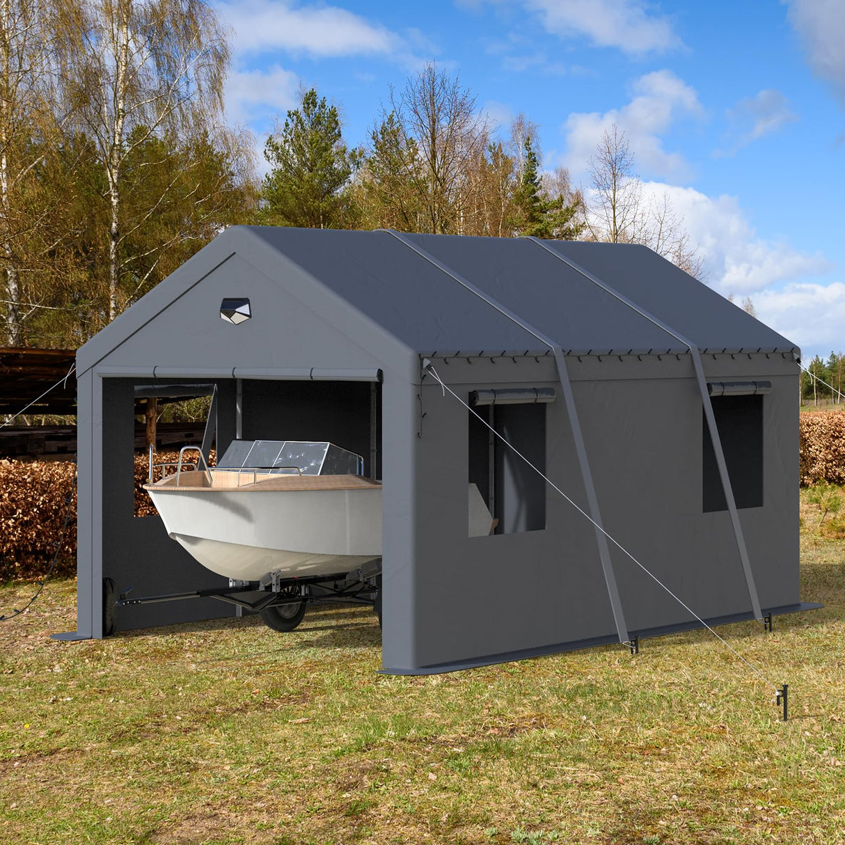 Benass Carport Canopy 10x16 Heavy Duty, Carport Canopy, Portable Car Port Garage, Car Shelter All Weather, Grey Benass