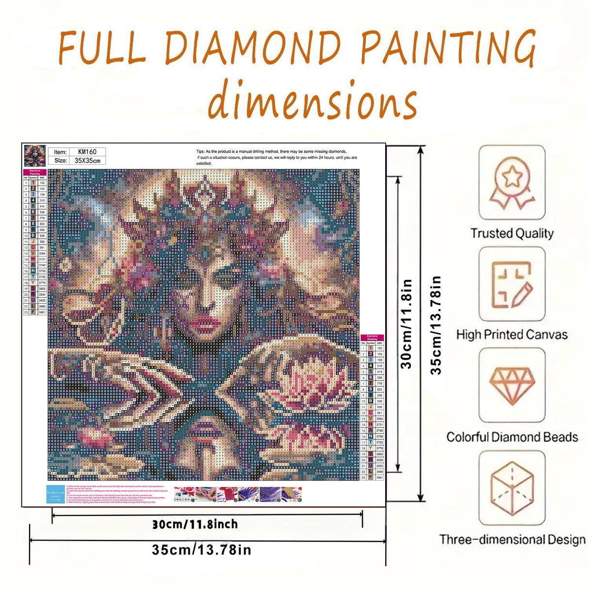 BYGFHLYW 5D Fairy Diamond Painting Kits for Adults,Flower Diamond Art Kits for Adults Beginner, DIY Full Drill Diamond Dot Gem Painting for Home Wall Decor 13.78x13.78inch BYGFHLYW