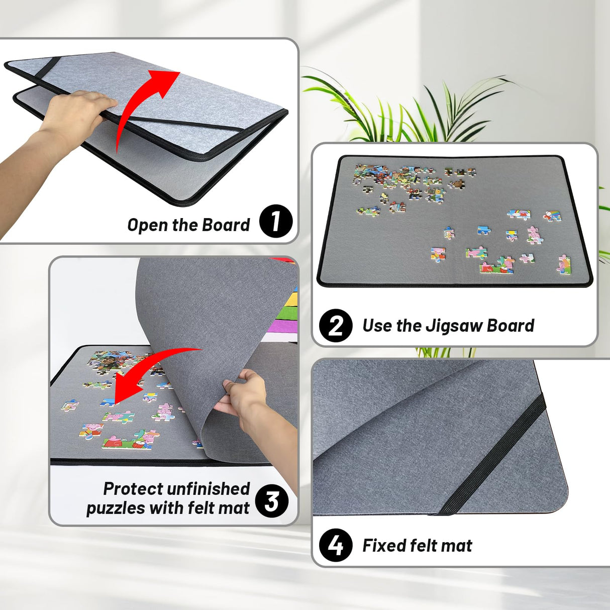 Folding Puzzle Board with 6 Sorting Trays and Felt Mat,for Storage and Saver, Non-Slip Surface,for Puzzle Board 1000 Pieces QCFDLCX