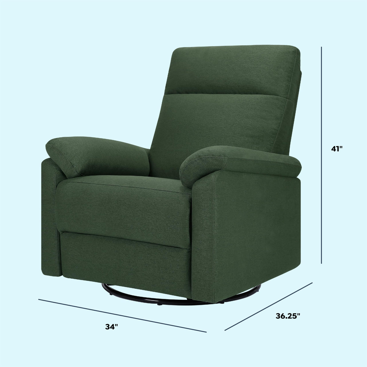 DaVinci Suzy Power Recliner - Swivel Nursery Glider w/USB Port Electric Recliner Chairs for Adults - GREENGUARD Gold Certified - 270° Reclining Rocking Chair for Nursery & Living Room - Pine Green DaVinci