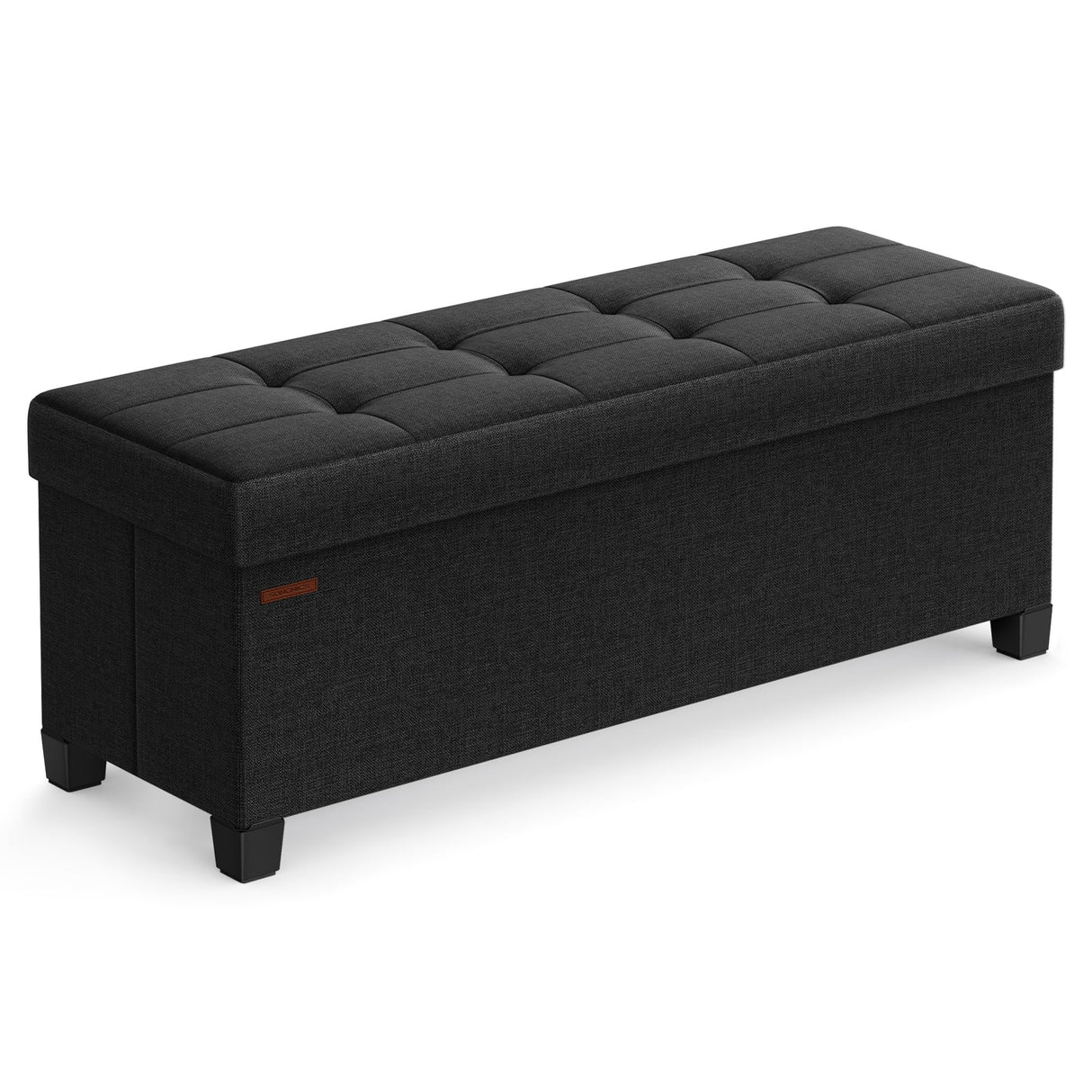 SONGMICS Storage Ottoman Bench, Foldable Foot Rest with Legs, 15 x 43 x 15.7 Inches, End of Bed Bench, Storage Chest, Load up to 660 lb, for Living Room, Bedroom, Entryway, Ink Black ULSF018B01 SONGMICS