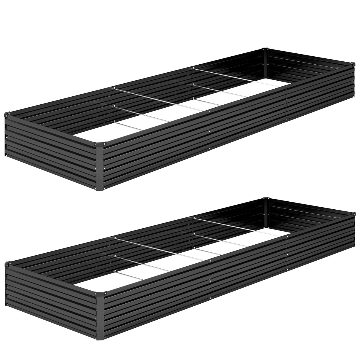 DIIYIV 2PCS 12x4x1FT Galvanized Raised Garden Bed Kit,Vegetable Boxes-Rectangle Metal Flower Box,Large Planter Raised Beds Outdoor Garden for Planting,Fruit,Herb-Black DIIYIV