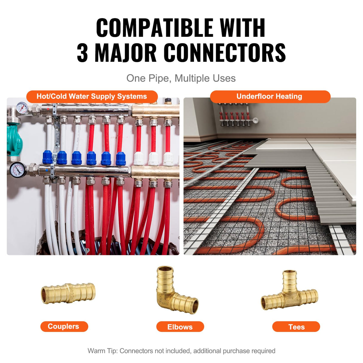 VEVOR PEX Pipe 3/4 Inch, 100 Feet Non-Oxygen Barrier PEX-A Flexible Pipe Tubing for Potable Water, for Hot/Cold Water & Easily Restore, Plumbing Applications with Free Cutter,White VEVOR