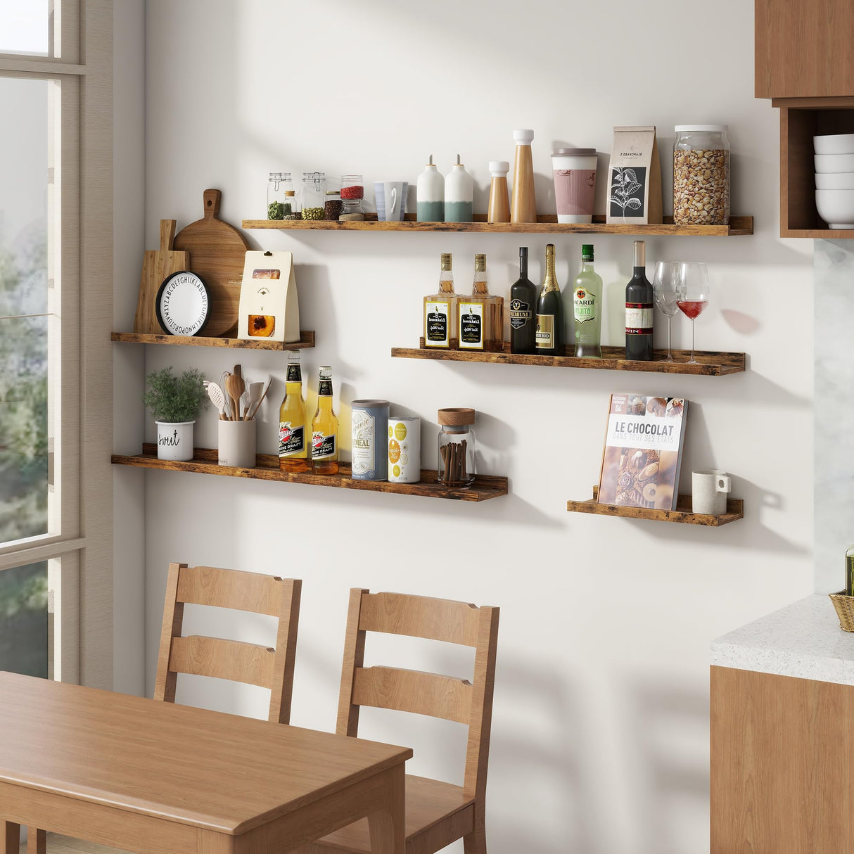 Floating Picture Ledge Shelves for Wall Set of 4, 72 Inch Wall Shelves with Lip Long Large Nursery Book Shelf for Toys Storage Kids Bookshelf Wall Mounted Living Room Bedroom Decor Frames FLYJOE