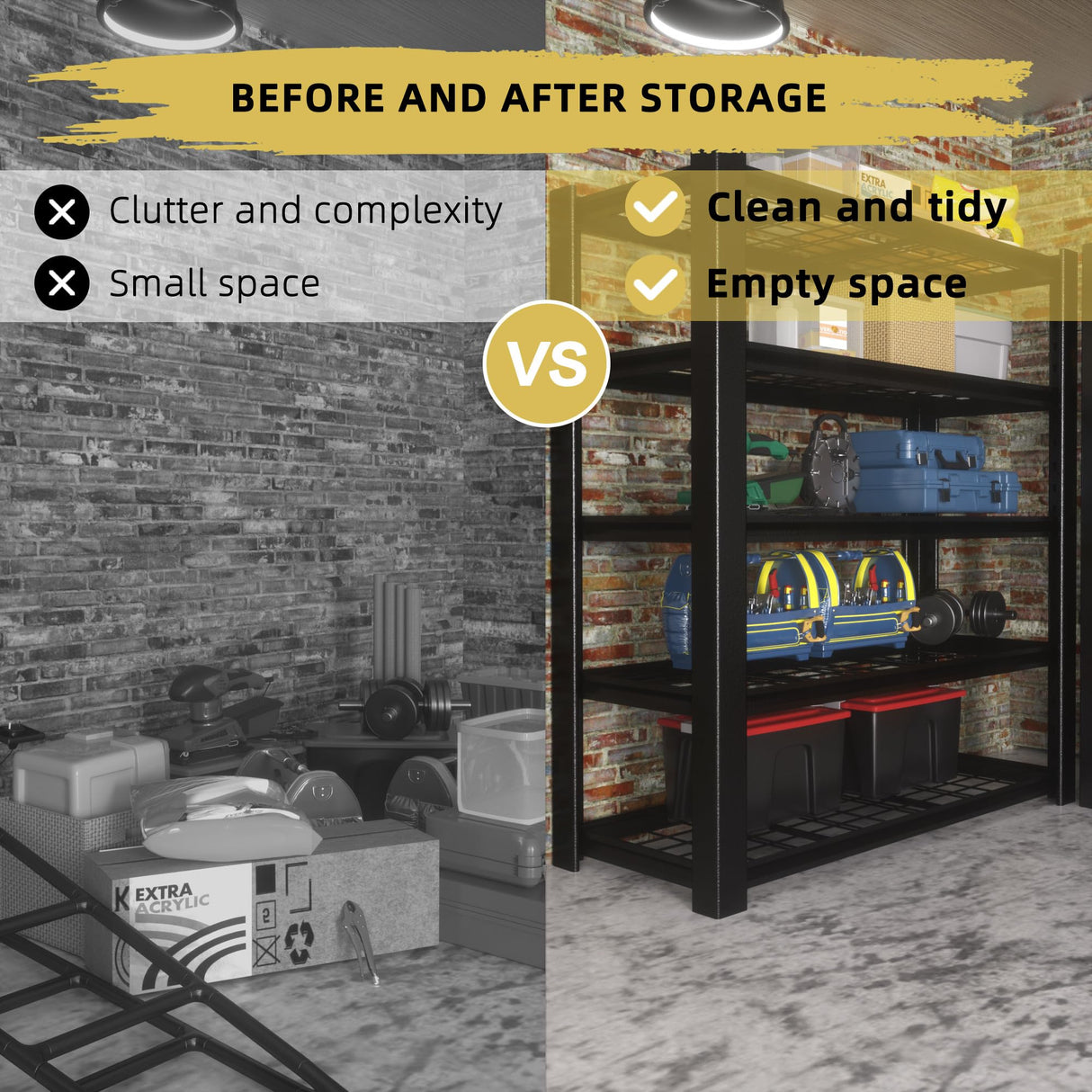 Heavy Duty Garage Shelving Unit with Wire Grid Shelves, 76.6" H x 60" W x 24" D, 5-Tier Adjustable Metal Shelving, Industrial Garage Storage Shelf for Heavy Duty Shelving, Storage Room, Basement-2Pack WOZBUD