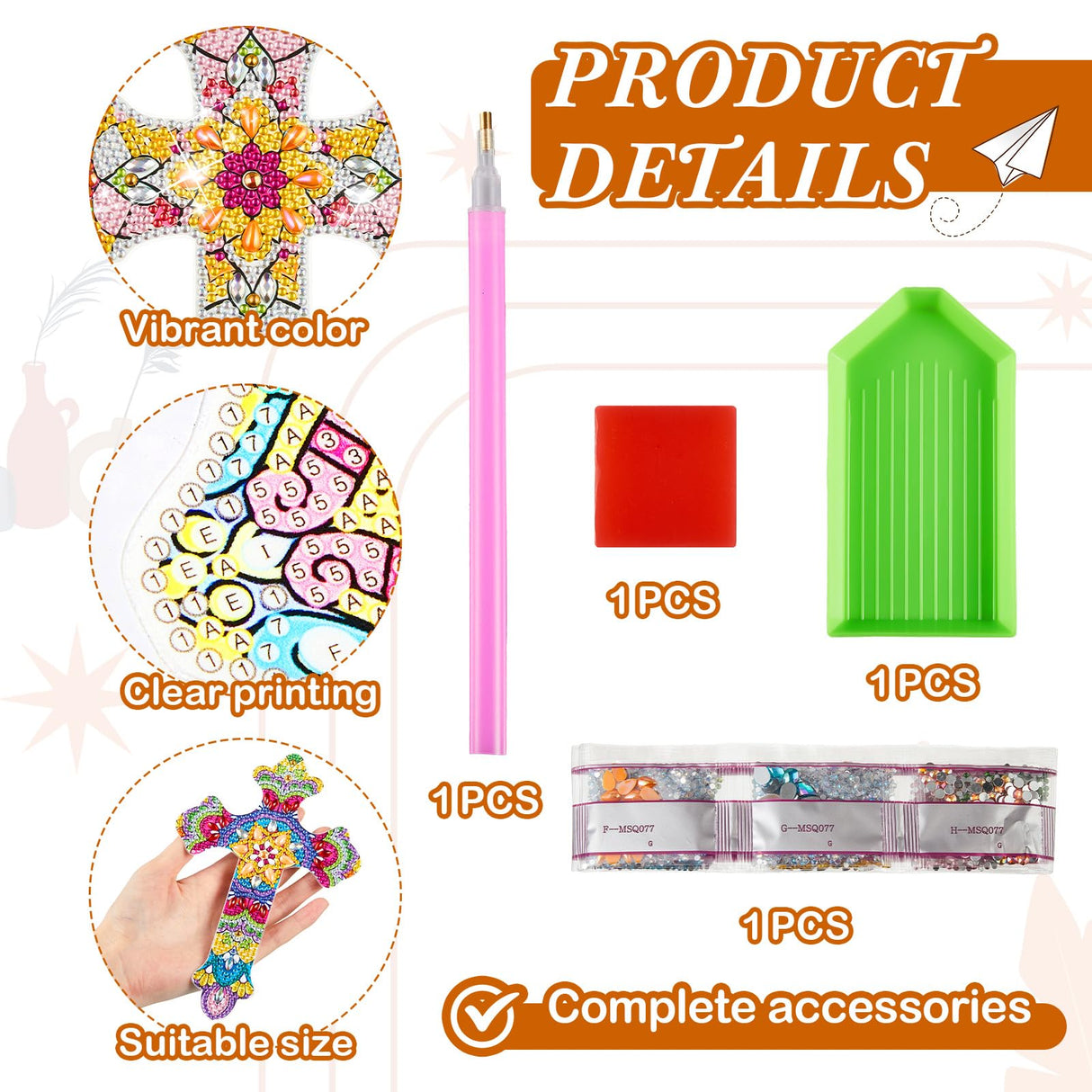 Tenceur 12 Pcs Cross Diamond Art Kit for DIY Religious Crystal 5D Diamond Painting Bookmarks Rhinestone Kits for Reading Lover Home Office Project Read DIY Crafts Gifts Tenceur