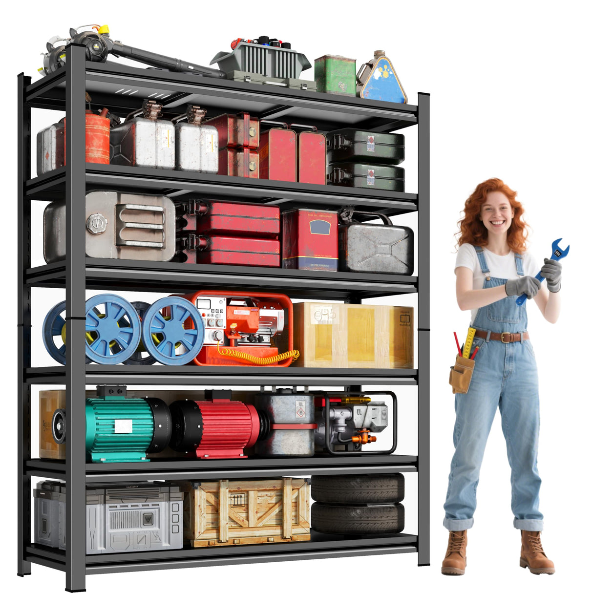 Metallitrend 78H/40W Heavy Duty Garage Shelving Unit- 6 Tier Metal Garage Storage Shelves, Steel Rack with Reinforced Bracing, Adjustable Shelf for Utility Room,Warehouse, Basement,Easy Assembly Metallitrend