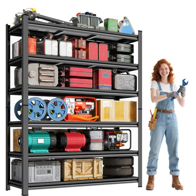 Metallitrend 78H/40W Heavy Duty Garage Shelving Unit- 6 Tier Metal Garage Storage Shelves, Steel Rack with Reinforced Bracing, Adjustable Shelf for Utility Room,Warehouse, Basement,Easy Assembly