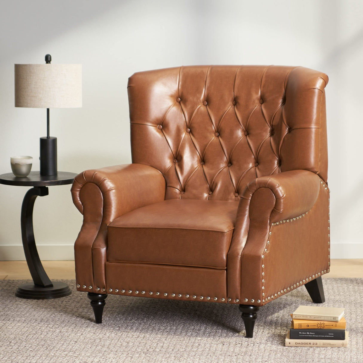 Christopher Knight Home Sunapee Tufted Recliner - Faux Leather - Cognac Brown/Espresso Christopher Knight Home