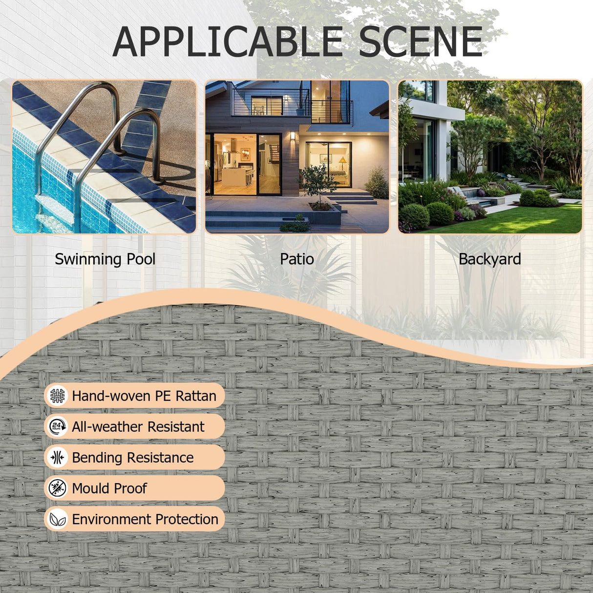 Aug-guan Patio Furniture Set 7-Piece, All-Weather Outdoor Conversation Set Sectional Sofa with Water Resistant Grey Thick Cushions and Coffee Table(Khaki) Aug-guan