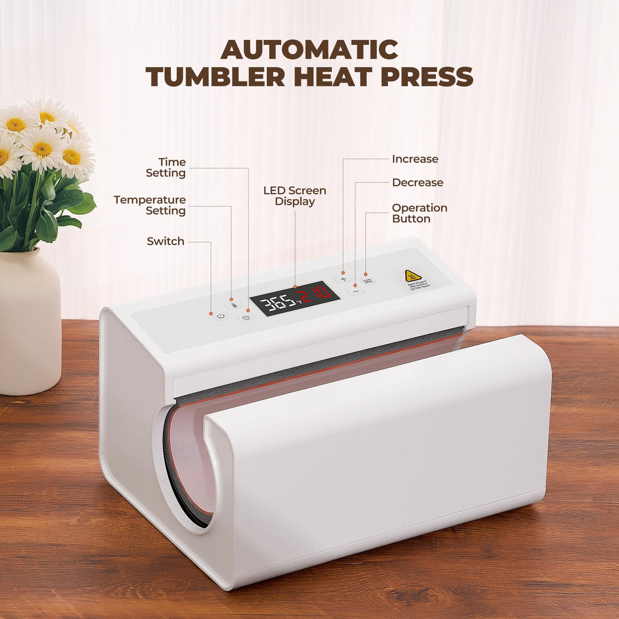 CURECURE Auto Tumbler Heat Press Machine, Fast and Evenly Heat-up, Adjust Temperature and Time, Auto Shut-Off, Mug Heat Press Use for 11-30oz Sublimation Tumblers, Mugs, Water Bottle, Glasses CURECURE