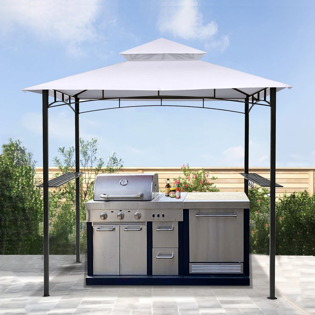 SCOCANOPY Heavy Duty Grill Replacement Canopy BBQ Gazebo Top Fit for Aldi Gardenline Belavi Shoprite Grill Gazebo,for Model Number: 43472,812576,822694,31937-17,21581,White SCOCANOPY