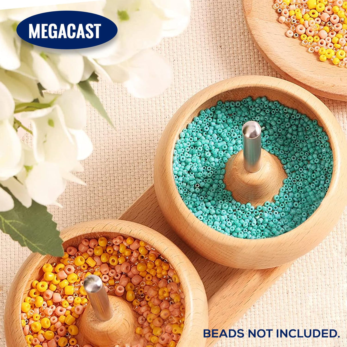 Bead Spinner Making Kit for Jewelry Making, DIY Seed,Clay Beads, Waist Beads, Bracelets with 2 Bowl and 2 Needles MegaCast