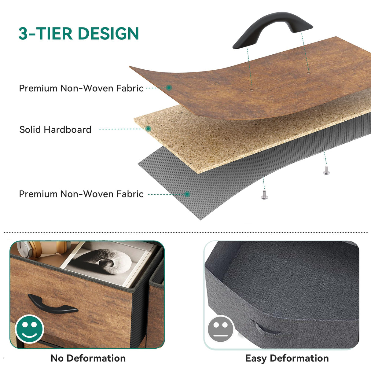 YITAHOME 10 Drawers Dresser - Fabric Storage Tower Organizer Unit for Bedroom, Living Room, Hallway, Closets - Sturdy Steel Frame, Wooden Top & Easy Pull Fabric Bins YITAHOME