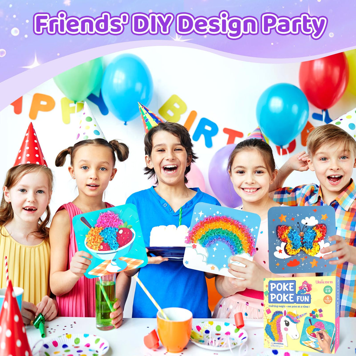 Poke in Art for Kids Unicorns Rainbow Mermaid Butterfly Cupcake Arts and Crafts for Kids 4-8 Boys Girls Home Decor Birthday Christmas Gifts 6 DIY Themes Creative Activity Game Plunack