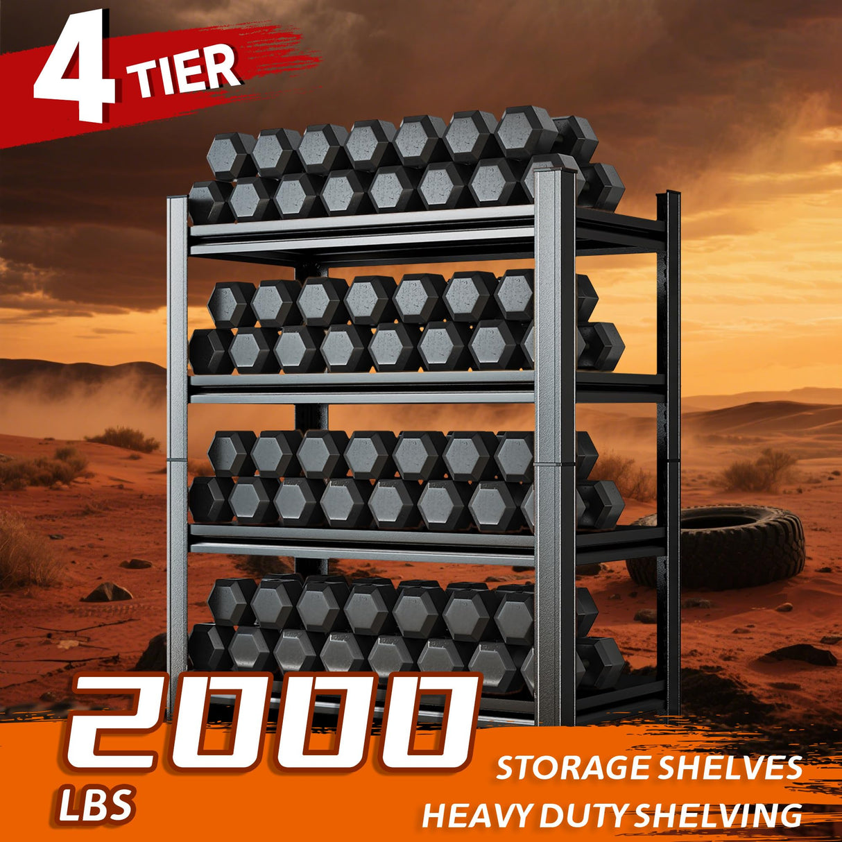 Hymnxemo Heavy Duty 4-Tier Steel Shelving Unit, 2000LB Capacity Adjustable Storage Rack for Garage, Warehouse & Basement, Easy Tool-Free Assembly(54''H x 39.4W x 15.7''D) Hymnxemo
