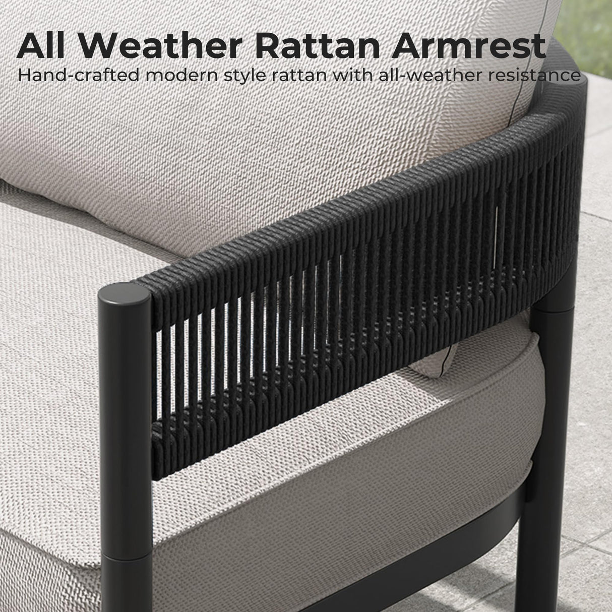 Gand Patio Outdoor Loveseat,Wicker Conversation Set with Thick Cushion for Porch, Garden, Yard Grand patio