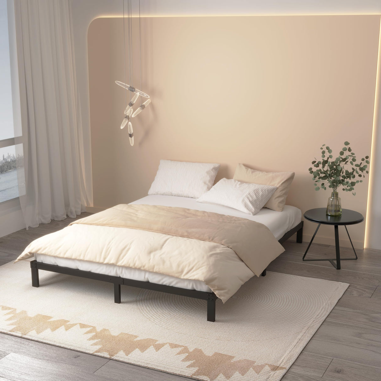 Maenizi 8 Inch Bed Frame Queen Size No Box Spring Needed, Heavy Duty Queen Platform Metal Bed Frame Support Up to 3000 lbs, Easy Assembly, Noise Free, Black Maenizi