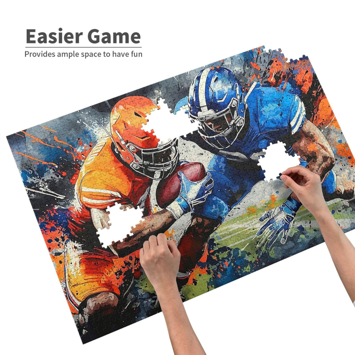 American Football Jigsaw Puzzle for Adults 1000 Pieces Colorful Sports Puzzles Football Player Wooden Puzzle for Living Room Family Friends Activities Fun Games Musealia